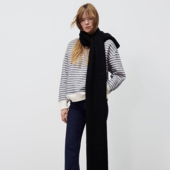 Zara Tops - Zara Striped Pullover Grey and White